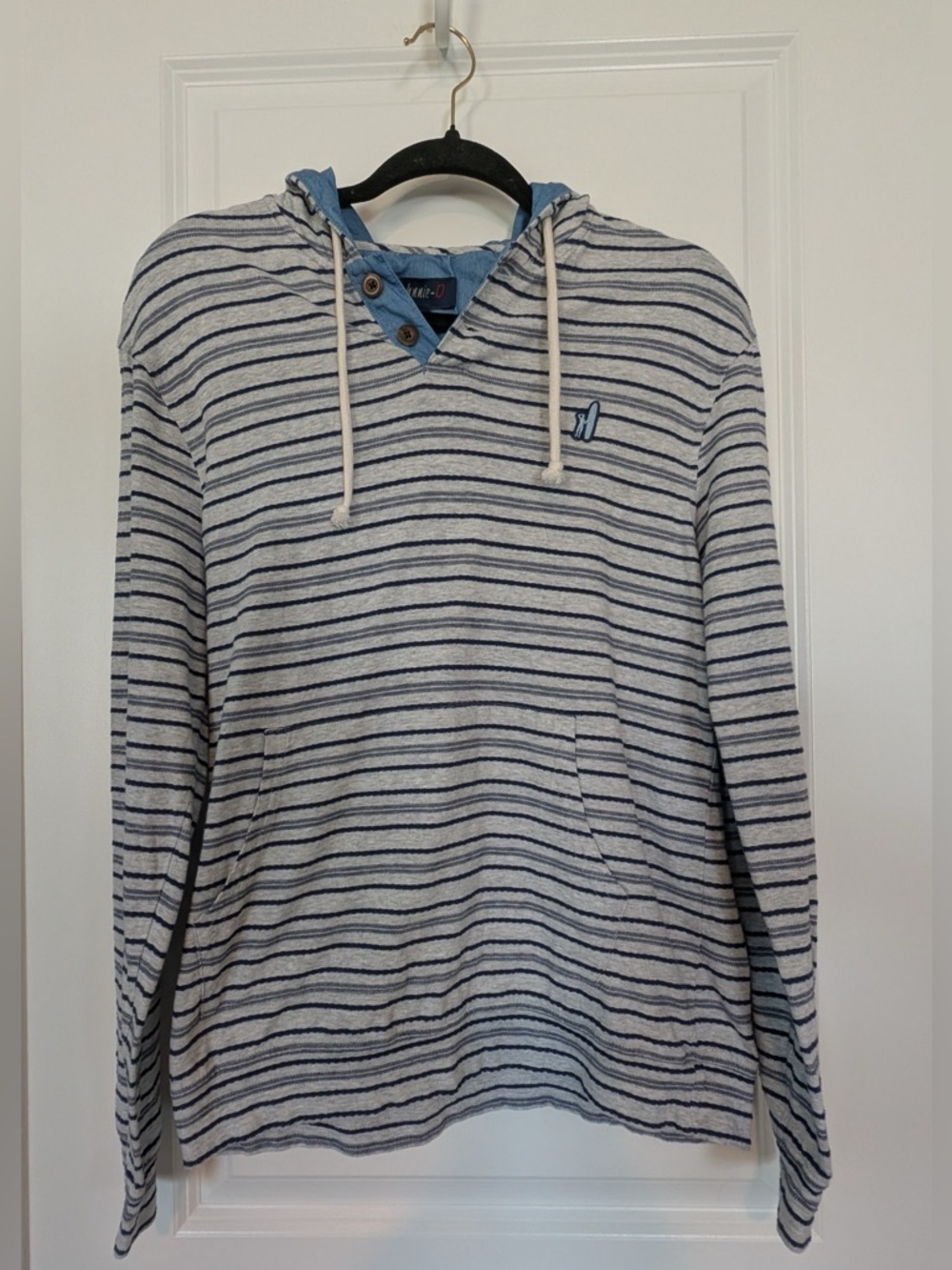Johnnie-O Rylan Heathered Hoodie Henley Heathered Gray Size Small